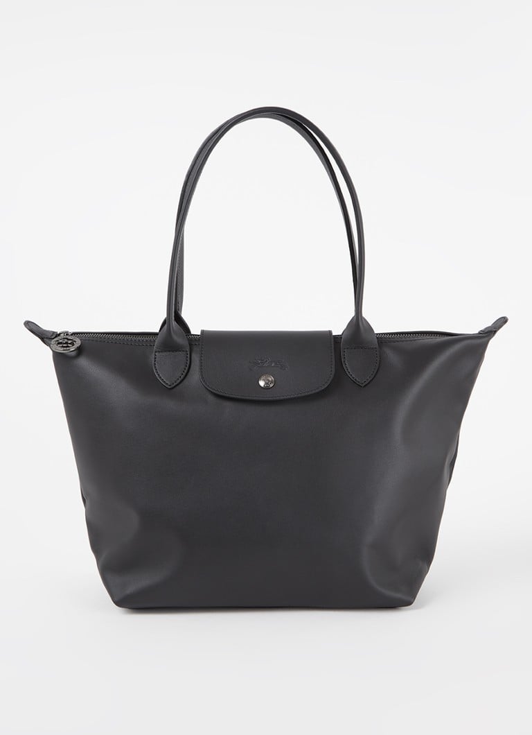 Longchamp - Le Pliage Xtra schoudertas M van leer - Zwart