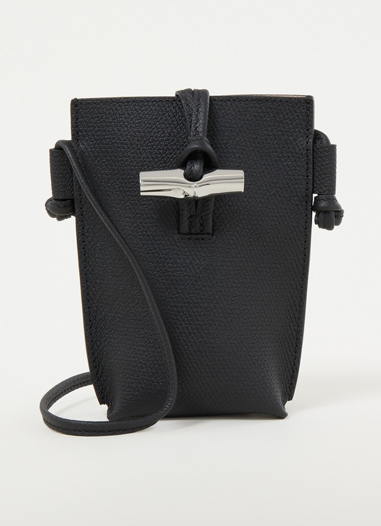 Longchamp - Roseau crossbody telefoonhoes van leer - Zwart