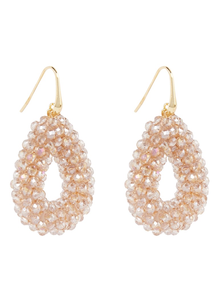 LOTT. gioielli - Glasberry oorhangers met glaskralen - Donkerbeige