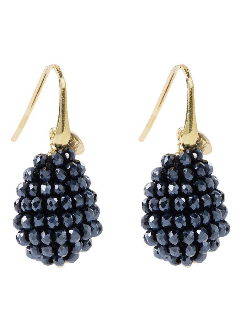 LOTT. gioielli - Glasberry oorhangers verguld - Donkerblauw