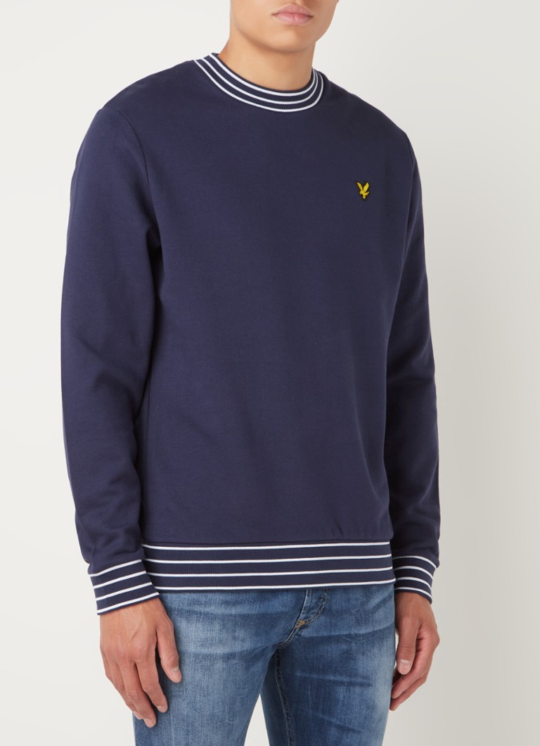 Lyle & Scott - Sweater met gestreept detail en logoborduring - Donkerblauw
