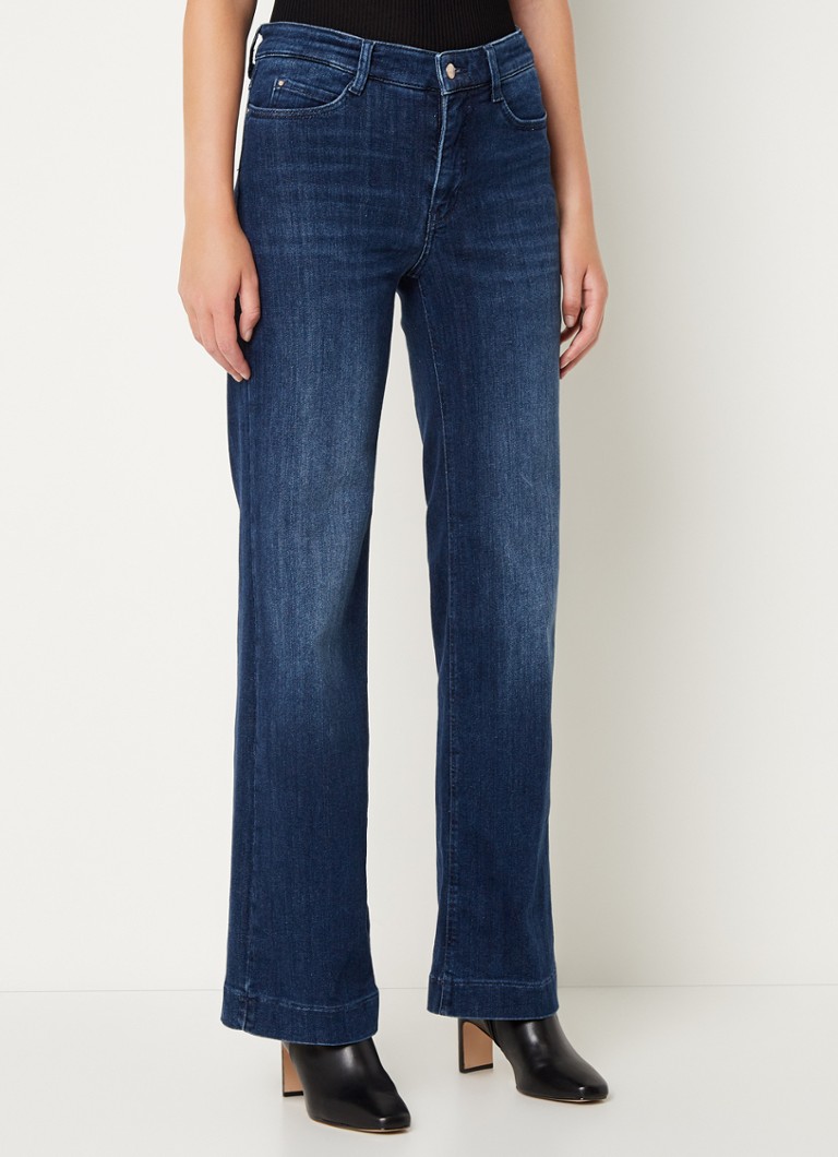 MAC - Dream high waist wide leg jeans met donkere wassing - Indigo