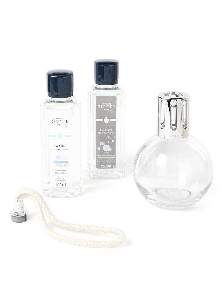 Maison Berger - Brûleur de parfum rond Essentielle avec recharges 2 x 250 ml en coffret cadeau - Transparent