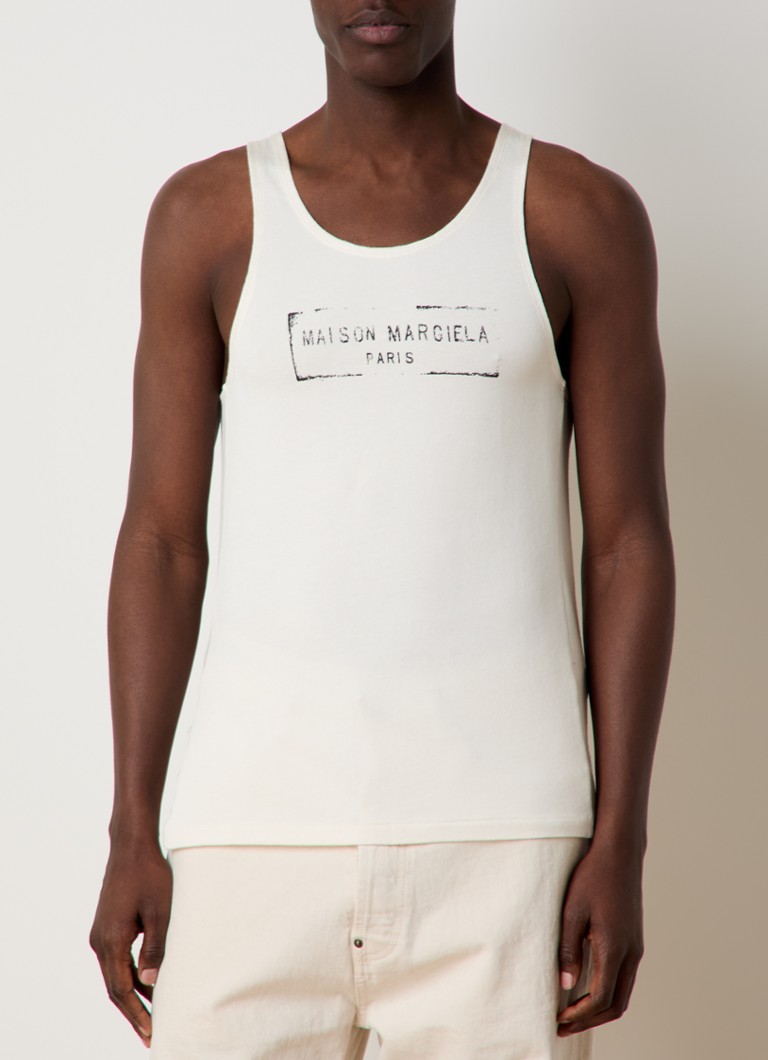 Maison Margiela - Tanktop met logoprint - Gebroken wit