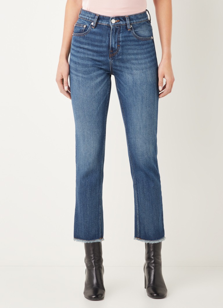 Maje - Jeans raccourci taille haute coupe slim avec délavage foncé - Indigo