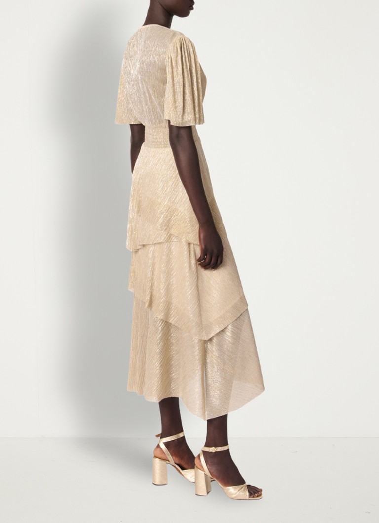 Maje Maxi jurk met metallic finish en volant