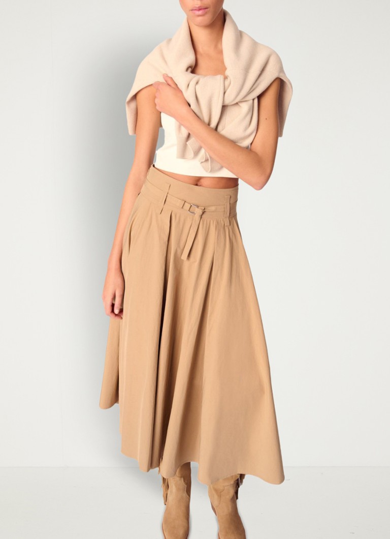 Maje Midi rok met plooien • Beige •