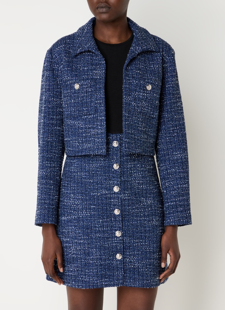 Maje Mini jurk en jack met tweed-look in set • Donkerblauw