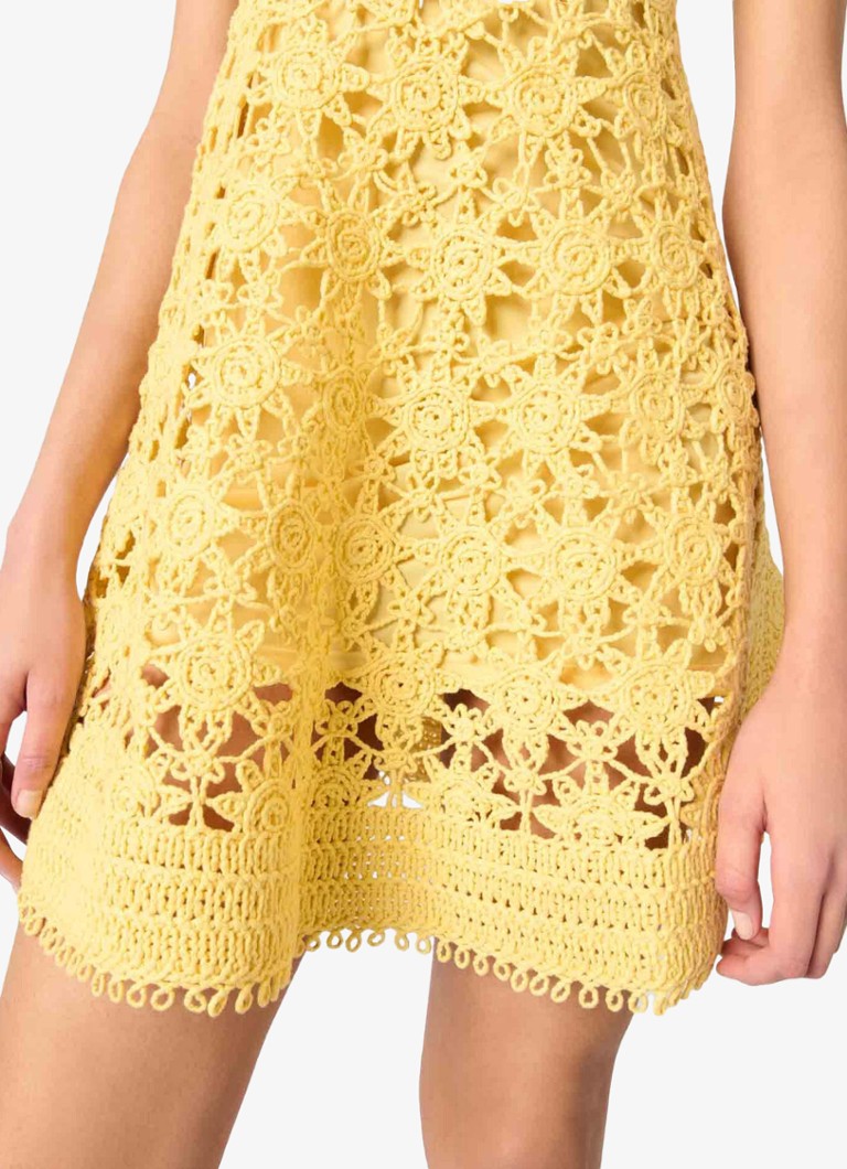 Maje Mini jurk van crochet • Geel •