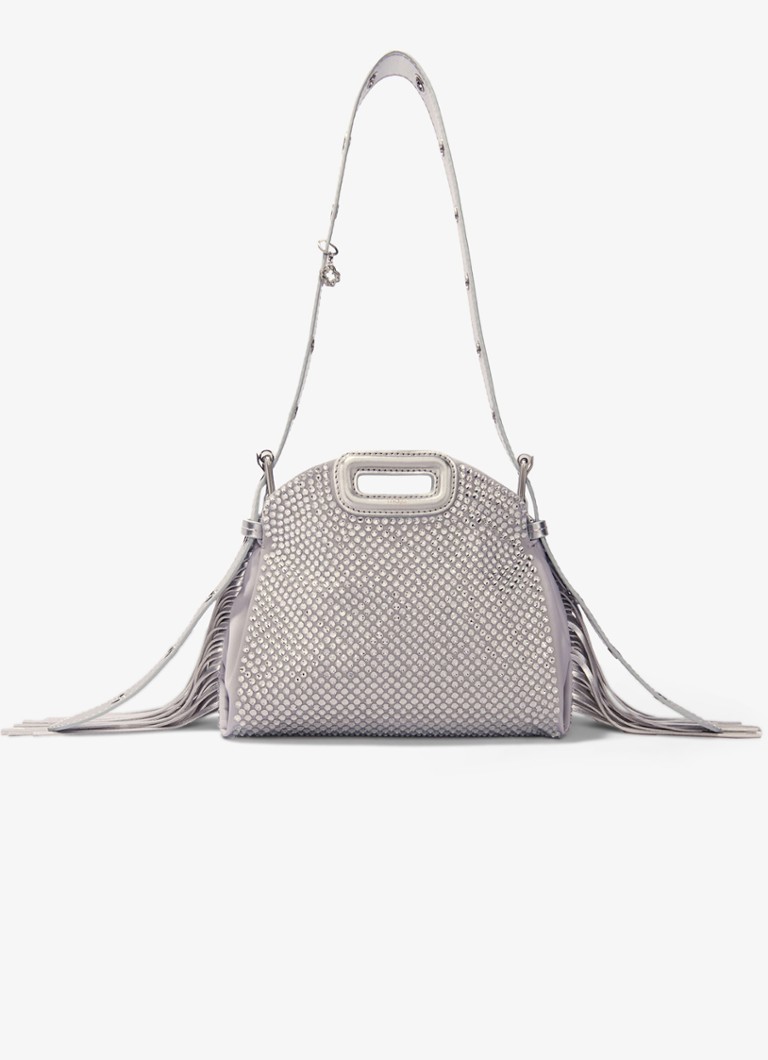 Maje - Miss M Mini handtas van leer met strass - Zilver
