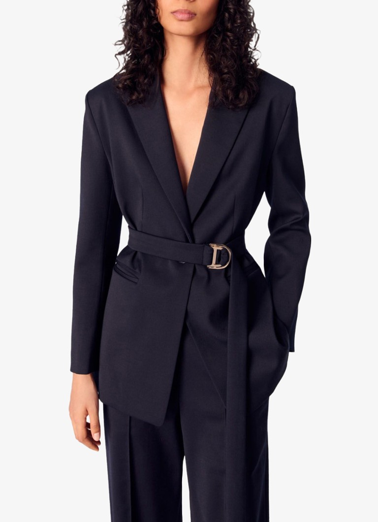 Maje - Oversized blazer met cintuur - Donkerblauw