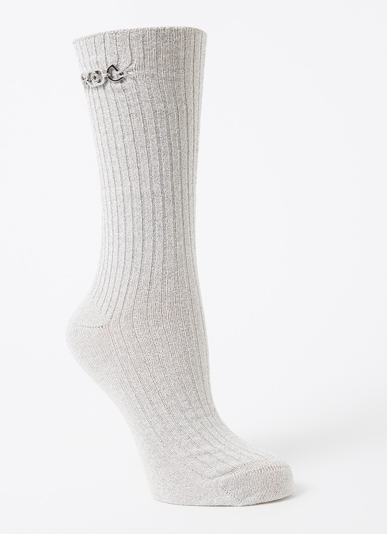 Maje - Ribgebreide sokken met lurex - Zilver