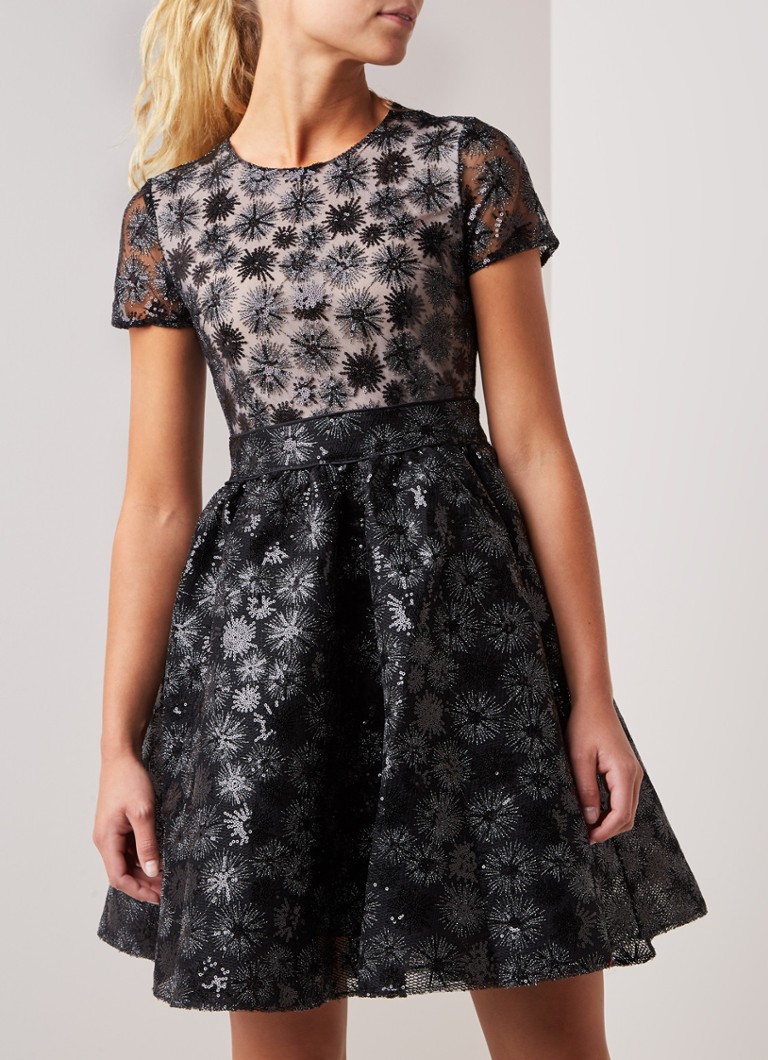 Maje - Rizio mini A-lijn jurk met pailletten  - Zwart