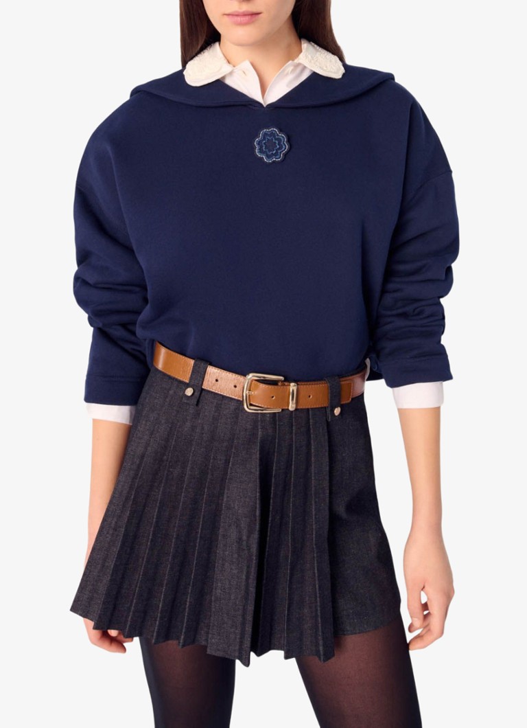 Maje - Sweater met borduring en Peter Pan-kraag - Donkerblauw