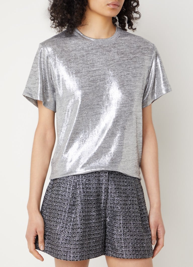 Maje - T-shirt met metallic finish - Zilver