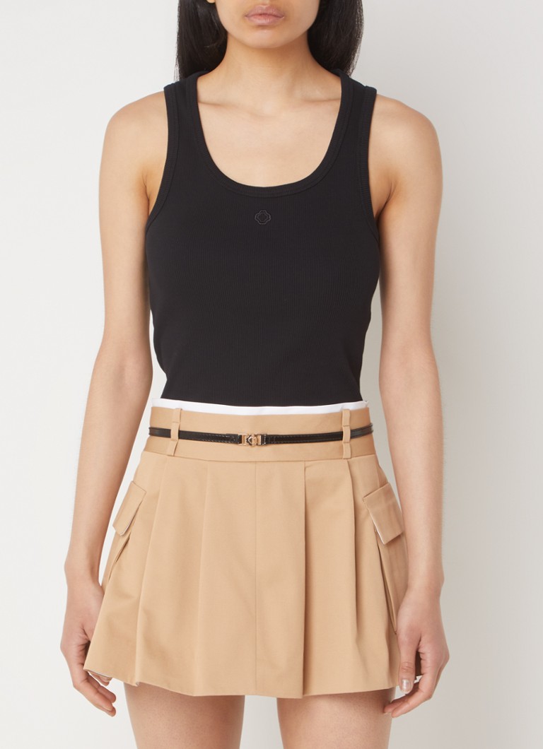 Maje - Tanktop met ribstructuur en logoborduring - Zwart