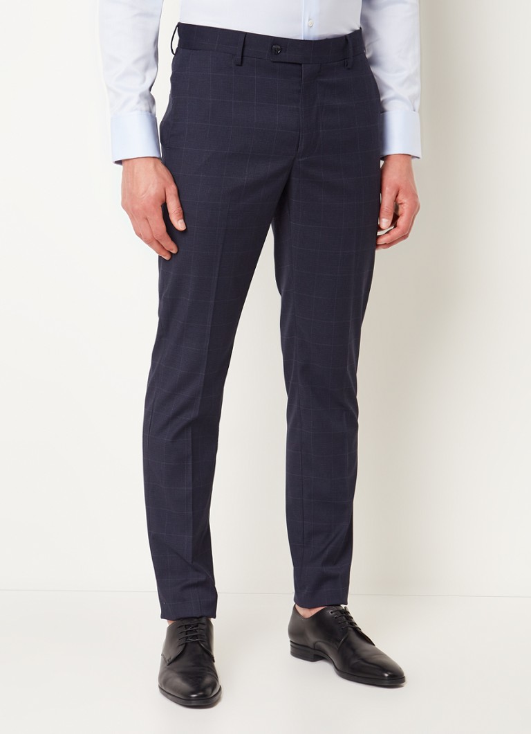 Mango Brasilia slim fit pantalon met ruitdessin • Donkerblauw