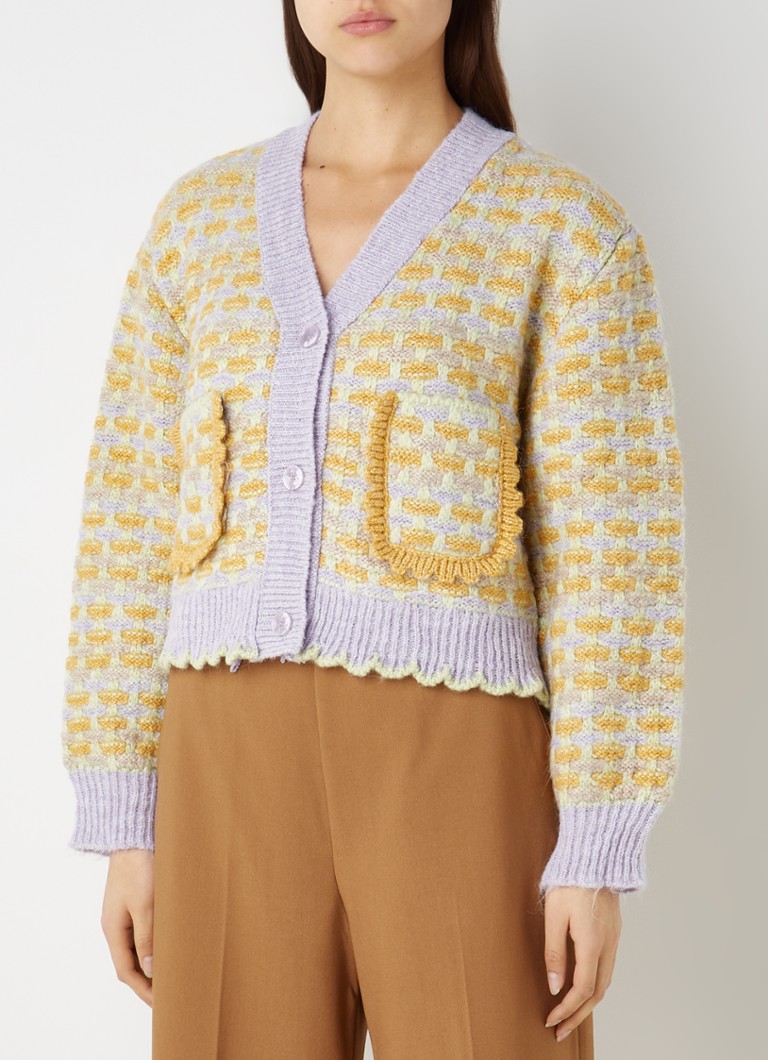 MANGO - Cardigan en laine en grosse maille avec poches plaquées - Violet clair