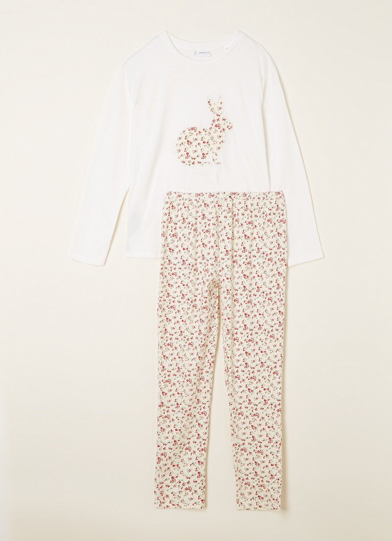 MANGO - Connie pyjamaset met bloemenprint - Gebroken wit