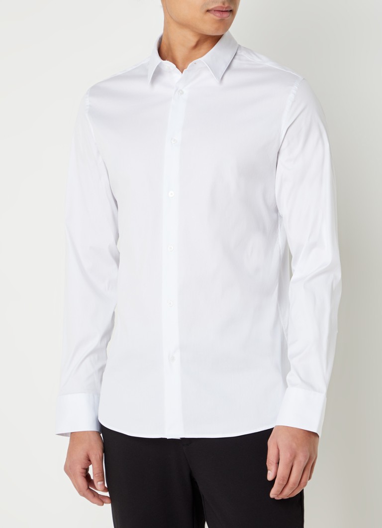 MANGO - Emotion super slim fit overhemd met stretch - Blanc
