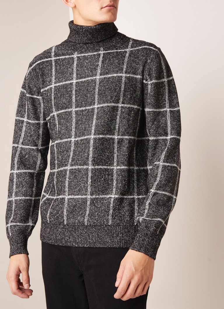 MANGO - Erikson coltrui in katoenblend met ruitdessin - Zwart