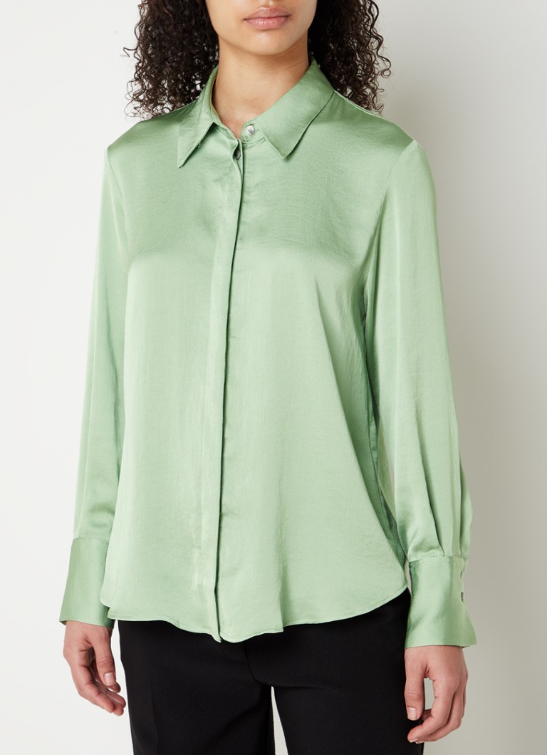 Automatisch mout niet verwant Mango Ideale blouse van satijn • Groen • deBijenkorf.be