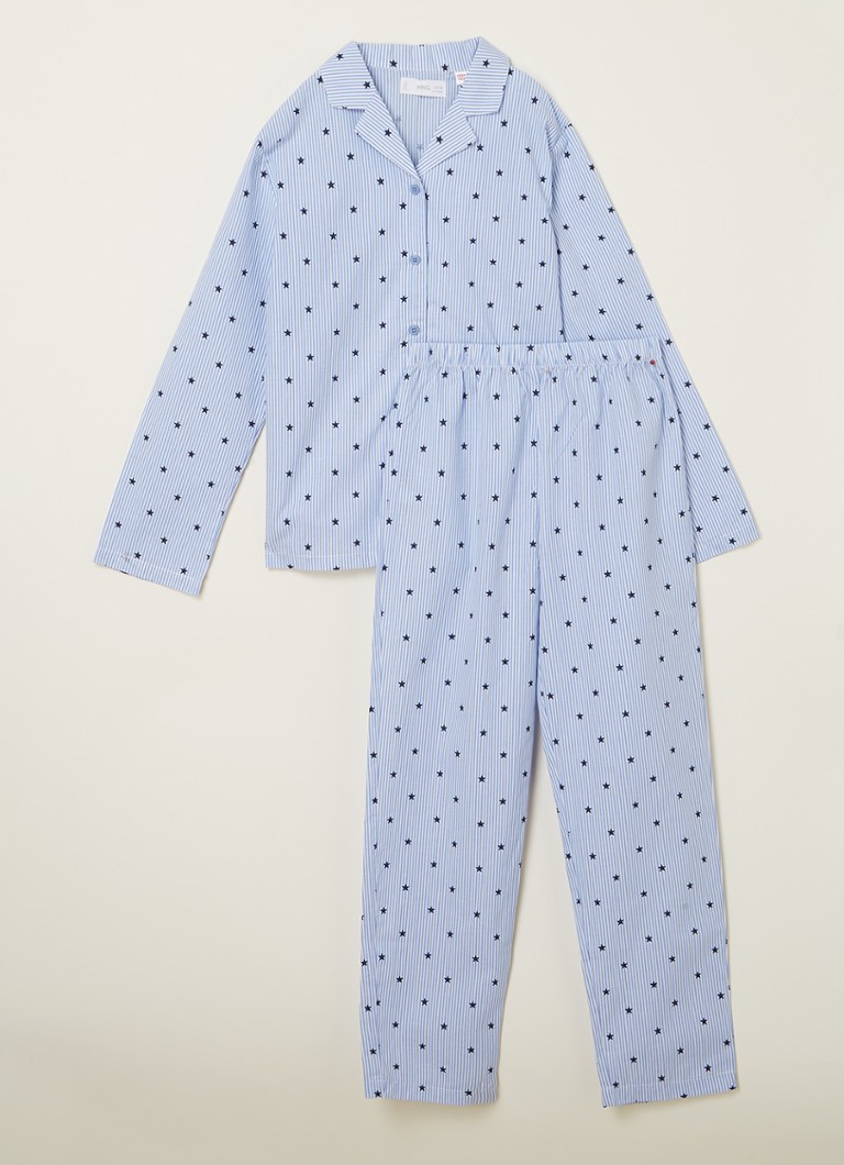 MANGO - Olivia pyjamaset met print - Lichtblauw