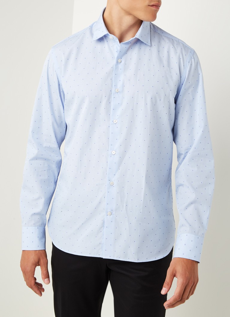 MANGO - Pere slim fit overhemd met stippenprint - Lichtblauw