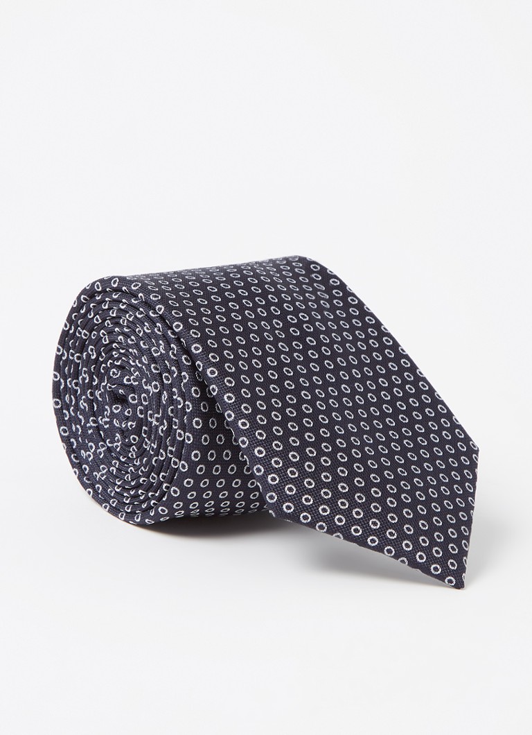 MANGO - Point stropdas met stippenprint  - Donkerblauw