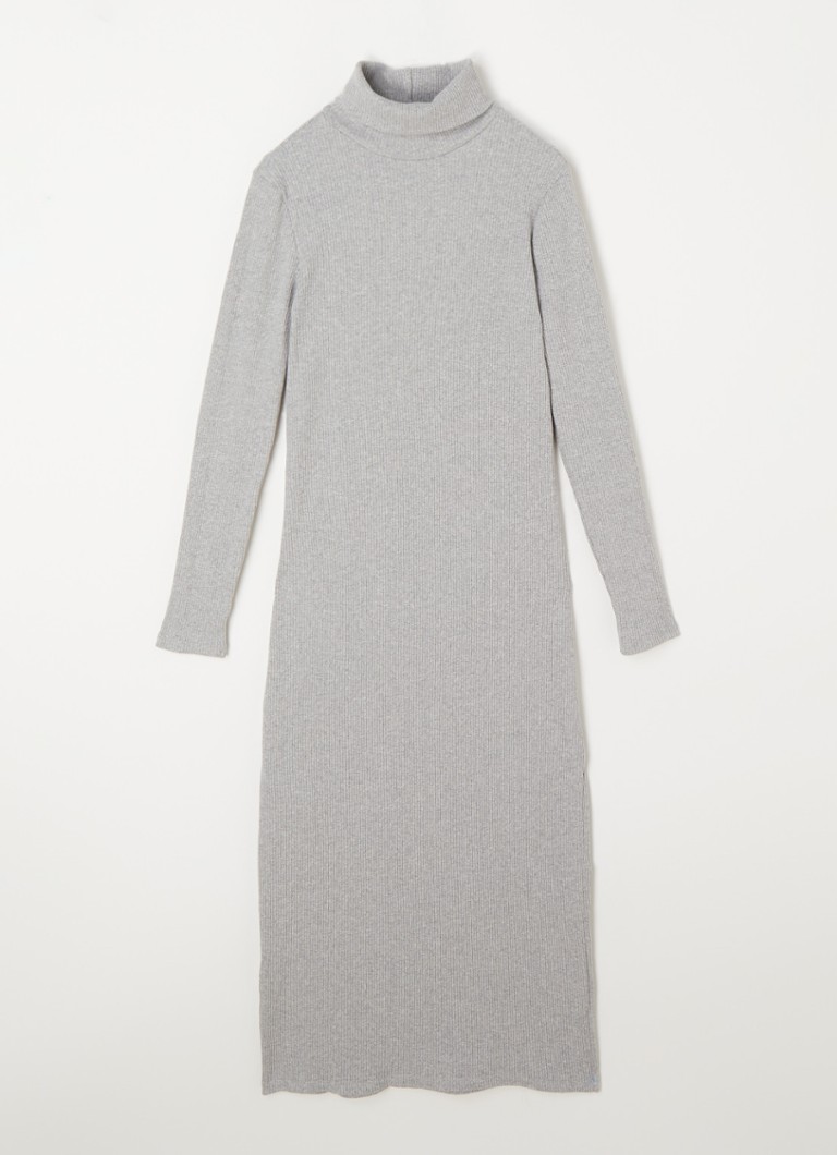 MANGO - Vesti trui jurk met col en split - Lichtgrijs