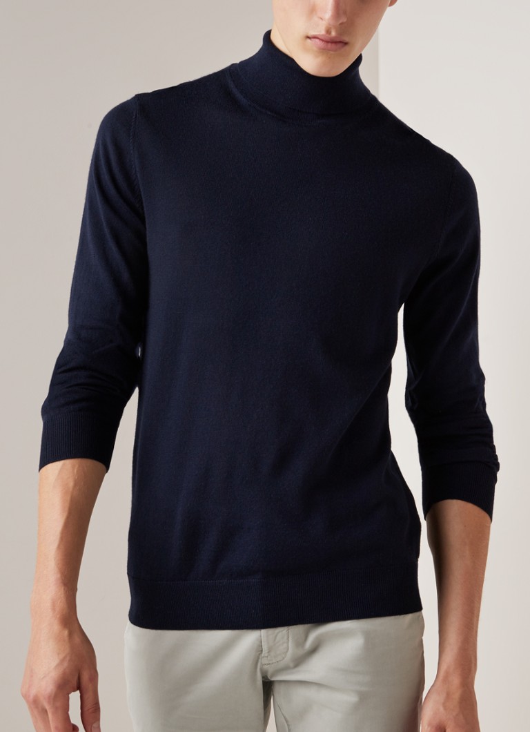 MANGO - Willyt fijngebreide coltrui van wol - Royalblauw