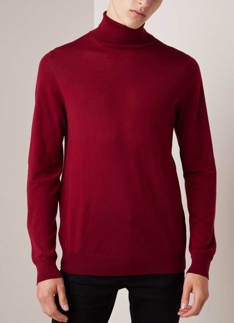 MANGO - Willyt fijngebreide coltrui van wol - Donkerrood