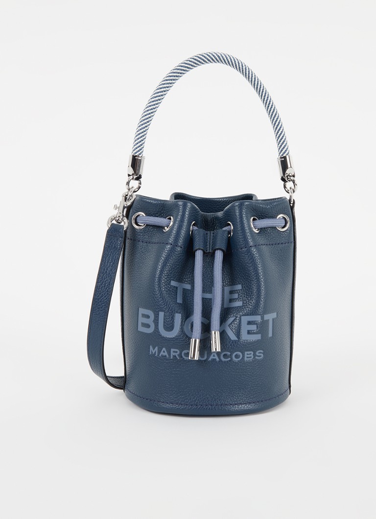 Marc Jacobs - The Bucket Bag handtas van leer met logo  - Donkerblauw