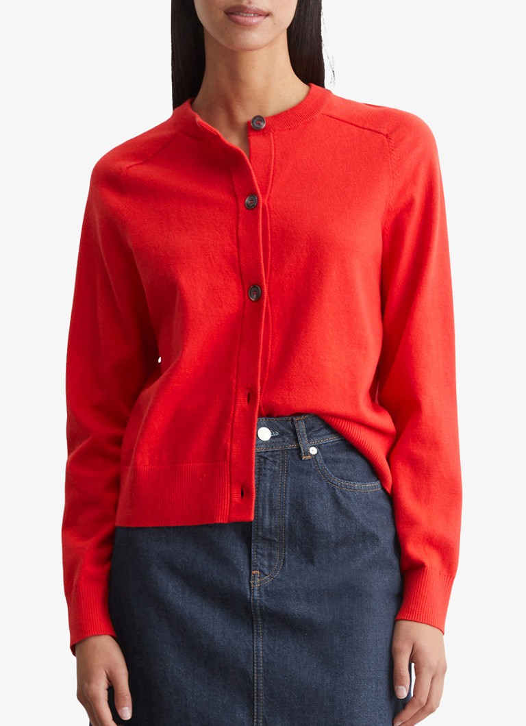 Marc O'Polo Denim - Fijngebreid vest - Bordeauxrood