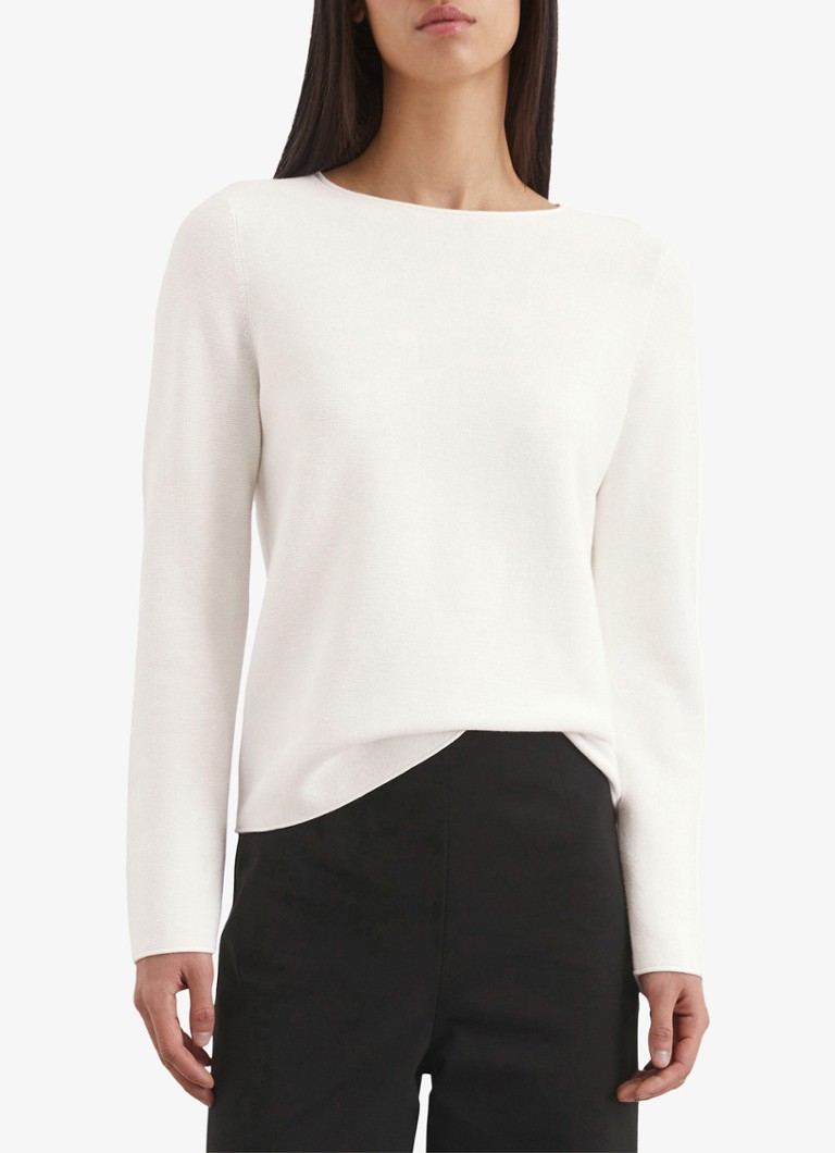 Marc O'Polo - Fijngebreide pullover met boothals - Creme