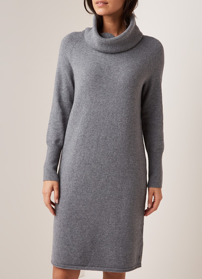 Marc O Polo Oversized Trui Jurk In Wolblend Met Col Middengrijs