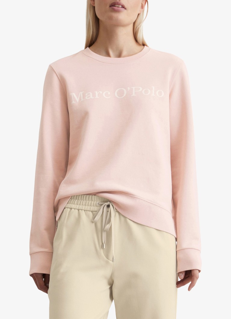 Marc O'Polo - Sweater van biologisch katoen met logo - Oudroze