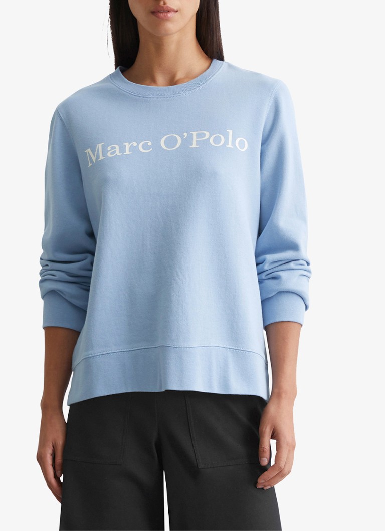 Marc O'Polo - Sweater van biologisch katoen met logo - Lichtblauw