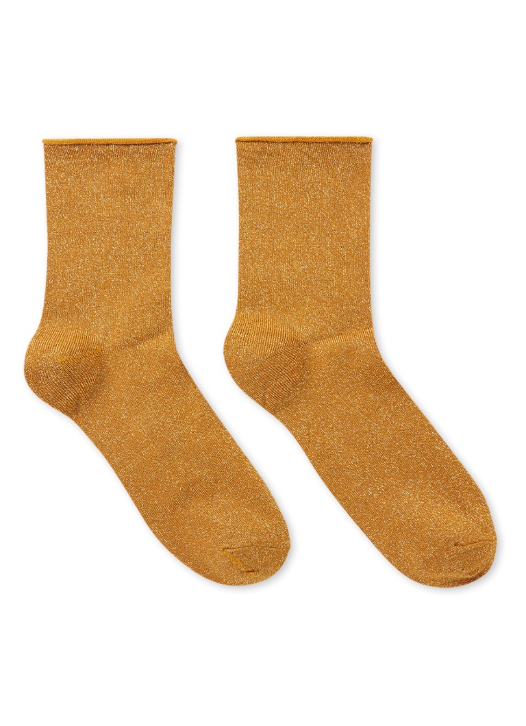MarcMarcs - Blackpool sokken met glitter in 2-pack - Okergeel