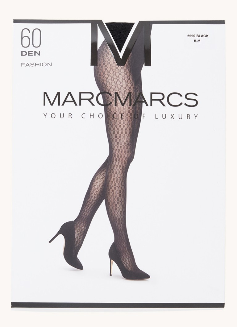 MarcMarcs - Chantal panty in 60 denier Black met print - Zwart