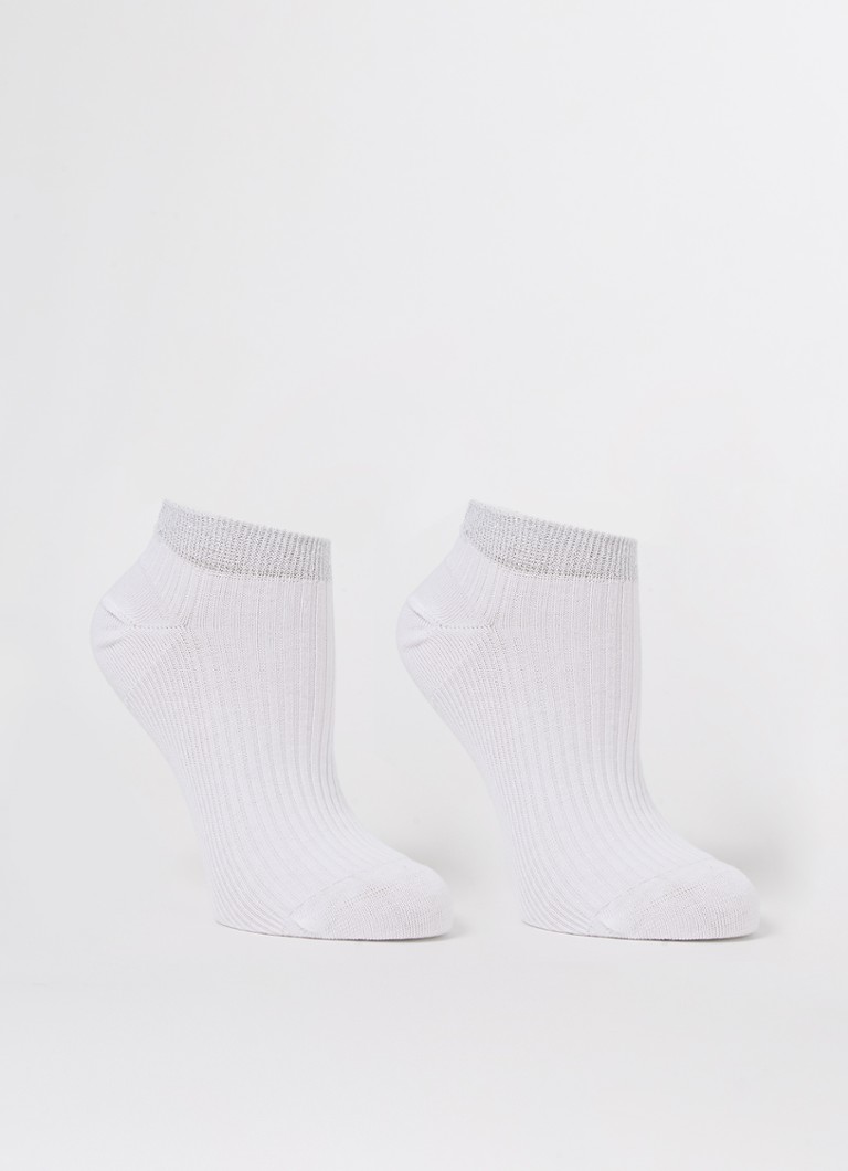 MarcMarcs - Moscow sneakersokken met lurex in 2-pack - Wit