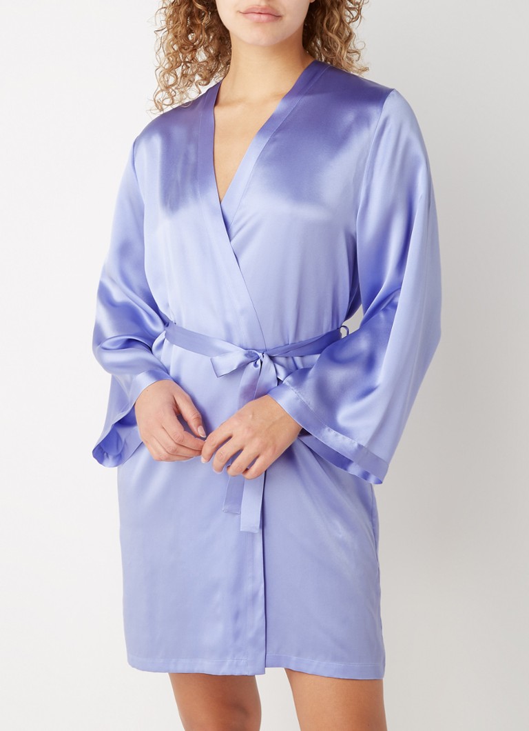 Marjolaine - Kimono laser avec poches latérales en soie - Lavande