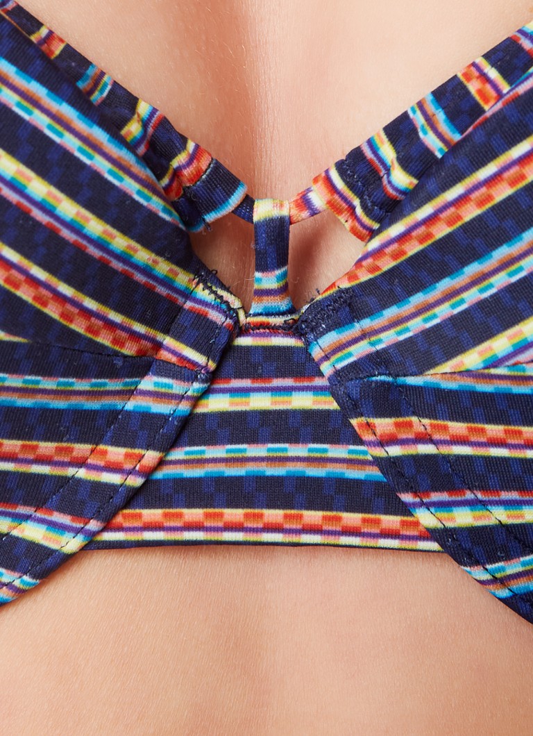 holi vintagepush up bikini top | blue-ecru