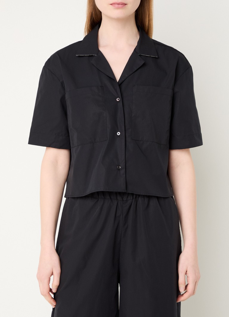 Max & Co - Brunner cropped blouse met borstzakken - Zwart