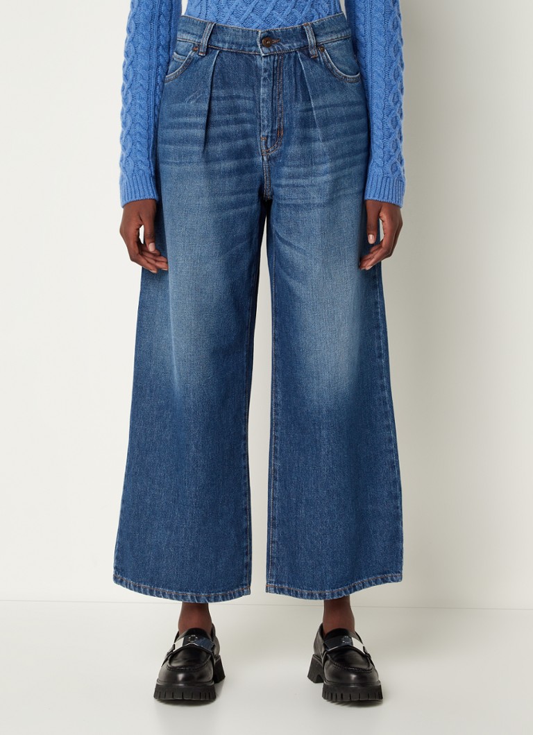 MaxMara - High waist wide leg cropped jeans met medium wassing - Indigo