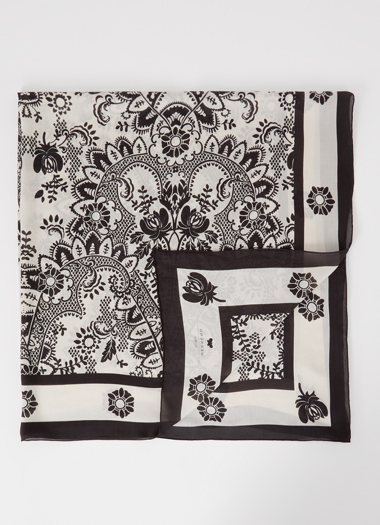 MaxMara - Sjaal in zijdeblend met print 130 x 130 cm  - Zwart
