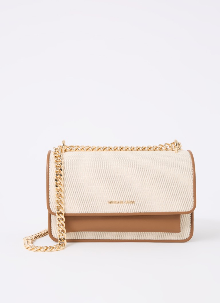 Michael Kors - Claire Large crossbodytas canvas met verstelbare schouderriem - Kastanjebruin