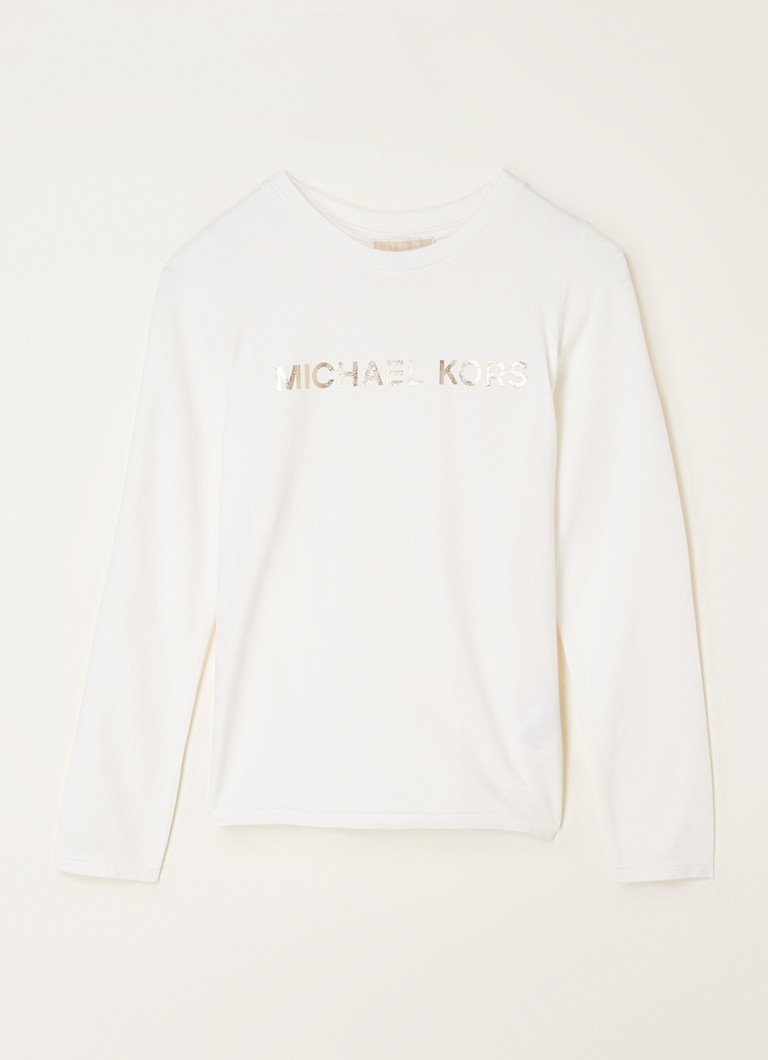 Michael Kors - Longsleeve met metallic logoprint - Gebroken wit