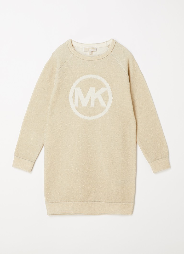 Michael Kors - Robe pull en maille fine avec logo tricoté - Or