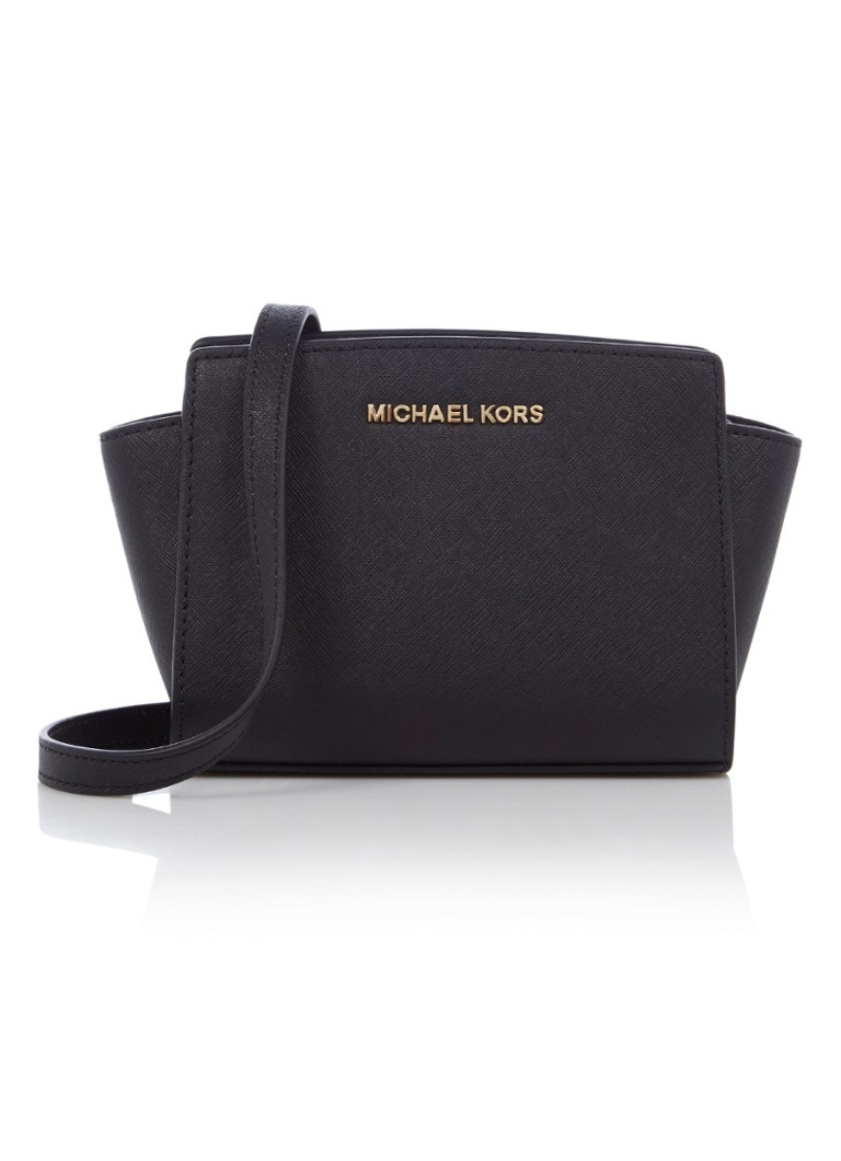 bladzijde kruipen baden Michael Kors Selma mini crossbodytas van saffianoleer • Zwart •  deBijenkorf.be